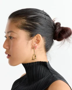 Cora Drops Earrings in Gold Plated Bronze/Green Amethyst