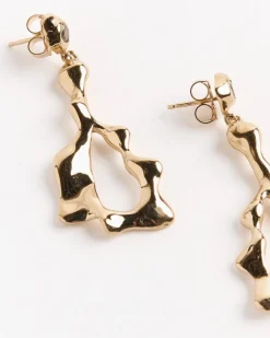Cora Drops Earrings in Gold Plated Bronze/Green Amethyst