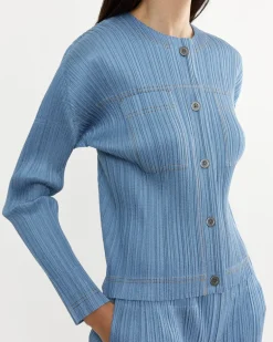 Cotton Denim Top in Light Blue