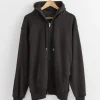 Cotton Fleece Hoodie in Iron Black