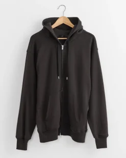 Cotton Fleece Hoodie in Iron Black