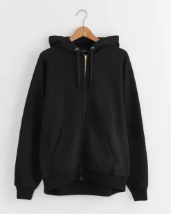 Cotton French Terry Zip Parka Hoodie in Black