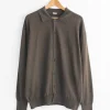 Cotton Knit Collar Cardigan in Olive