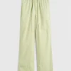 Cotton Poplin Pyjamas Pant in Light Moss Stripes
