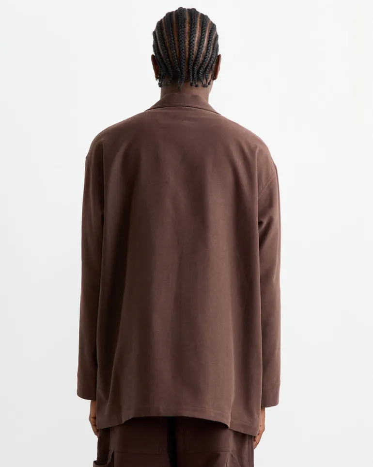 Cotton Silk Moleskin Jacket in Brown