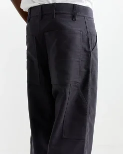 Cotton Silk Moleskin Pant in Navy