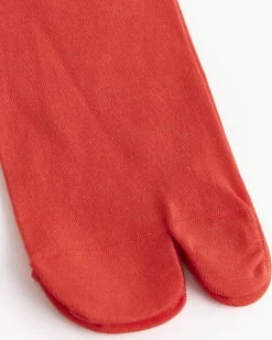 Cotton Tabi Short Crew Socks in Poppy Red