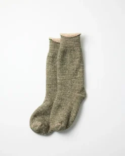 1001 Crew Socks in Green/Brown