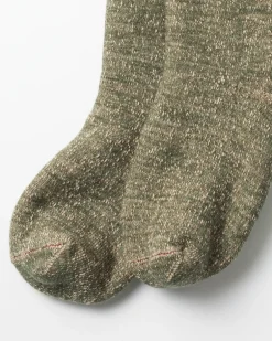 1001 Crew Socks in Green/Brown