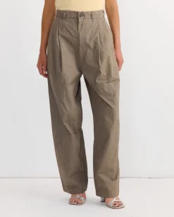 Crinkled Wide Trouser in Mud