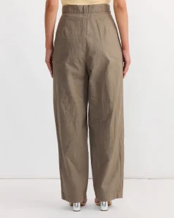 Crinkled Wide Trouser in Mud