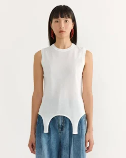 Crispy Sleeveless Sweater in Optic White
