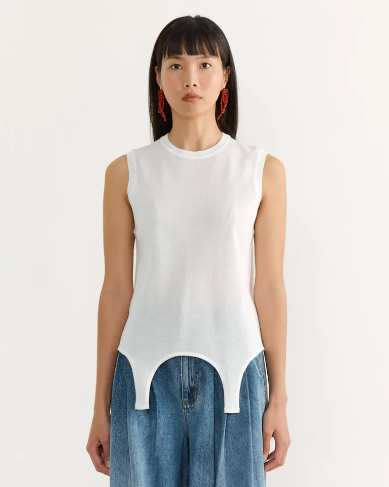 Crispy Sleeveless Sweater in Optic White