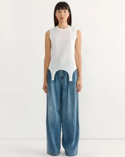 Crispy Sleeveless Sweater in Optic White