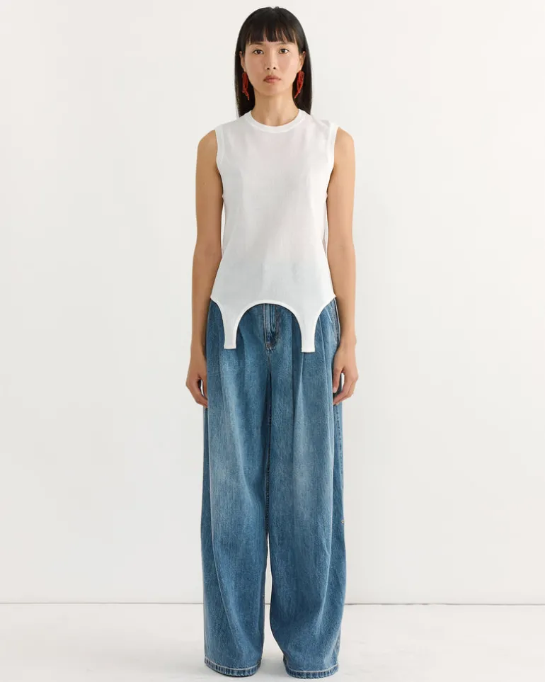 Crispy Sleeveless Sweater in Optic White