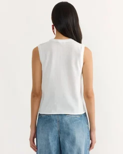 Crispy Sleeveless Sweater in Optic White