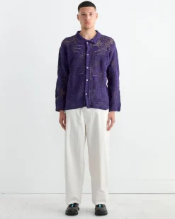 Crochet Overshirt in Purple