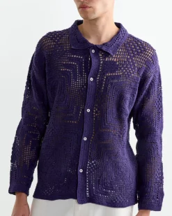 Crochet Overshirt in Purple