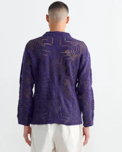 Crochet Overshirt in Purple