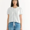 Double Frill Top in Sage Stripe