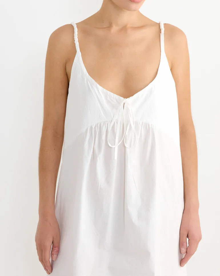 Double V Dress in White