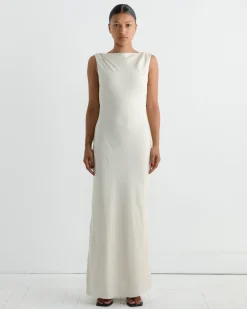 Draped Cowl Dress in Dove