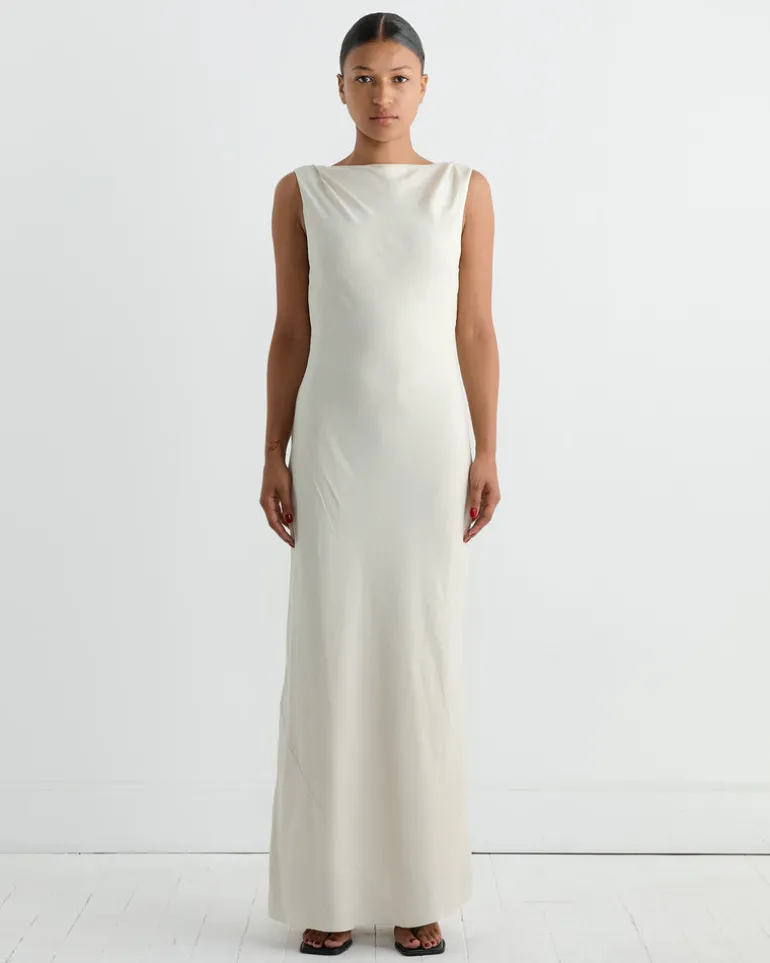 Draped Cowl Dress in Dove