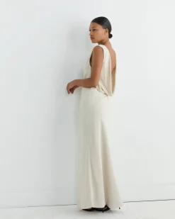 Draped Cowl Dress in Dove