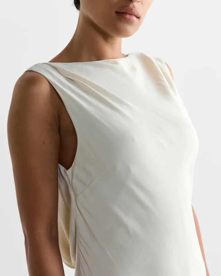 Draped Cowl Dress in Dove