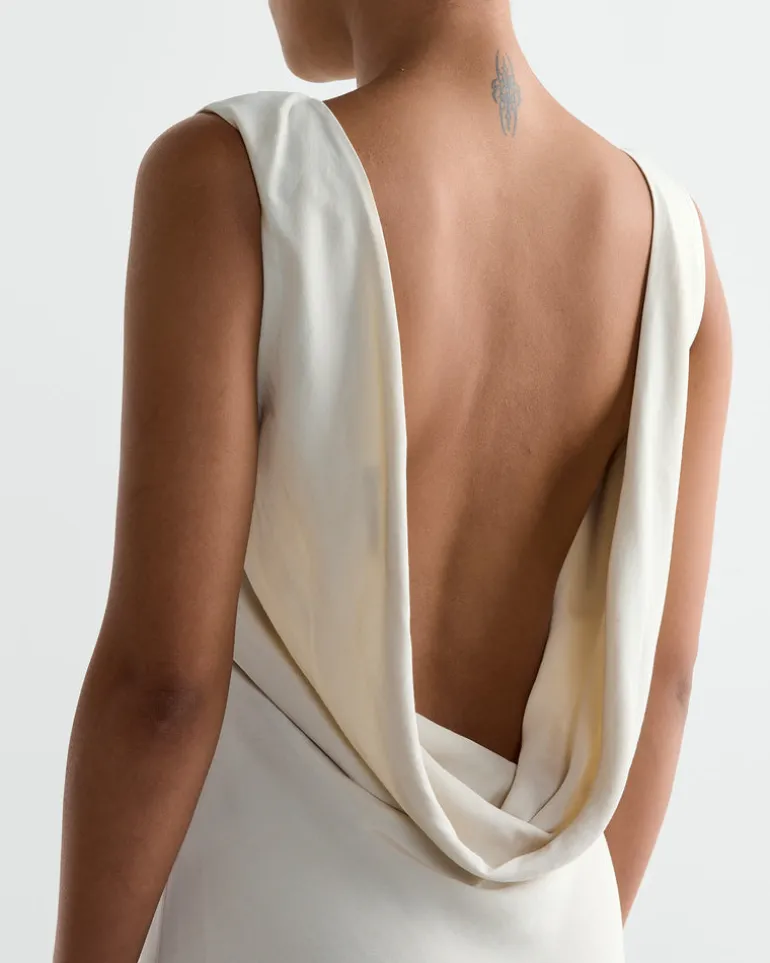 Draped Cowl Dress in Dove