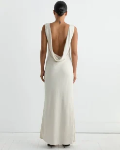 Draped Cowl Dress in Dove