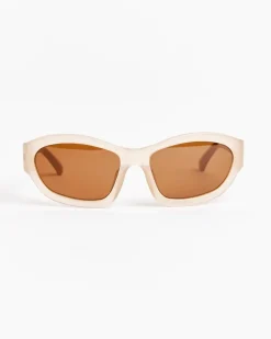 DVN x Linda Farrow Sunglasses in C3 Taupe/Silver/Brown