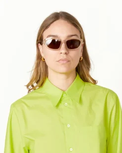 DVN x Linda Farrow Sunglasses in C3 Taupe/Silver/Brown