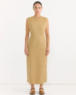 Dyed Finx Gabardine Dress in Beige