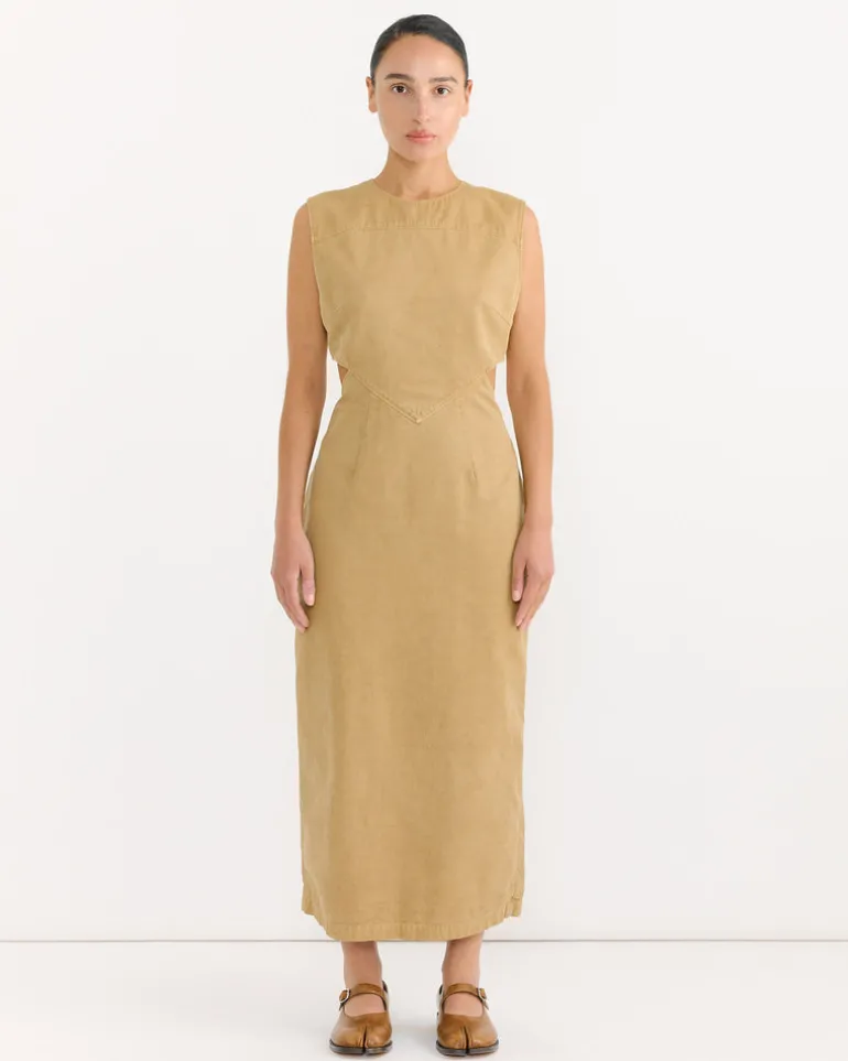 Dyed Finx Gabardine Dress in Beige