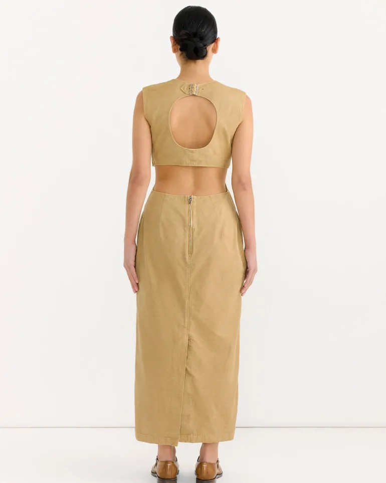 Dyed Finx Gabardine Dress in Beige