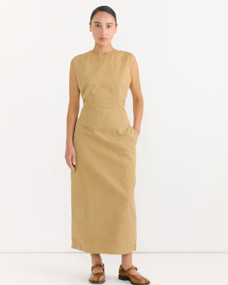 Dyed Finx Gabardine Dress in Beige