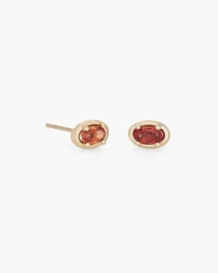 Ellipse Studs in 14K / Orange Sapphire