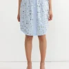 Embelished Poplin Skirt in Light Blue