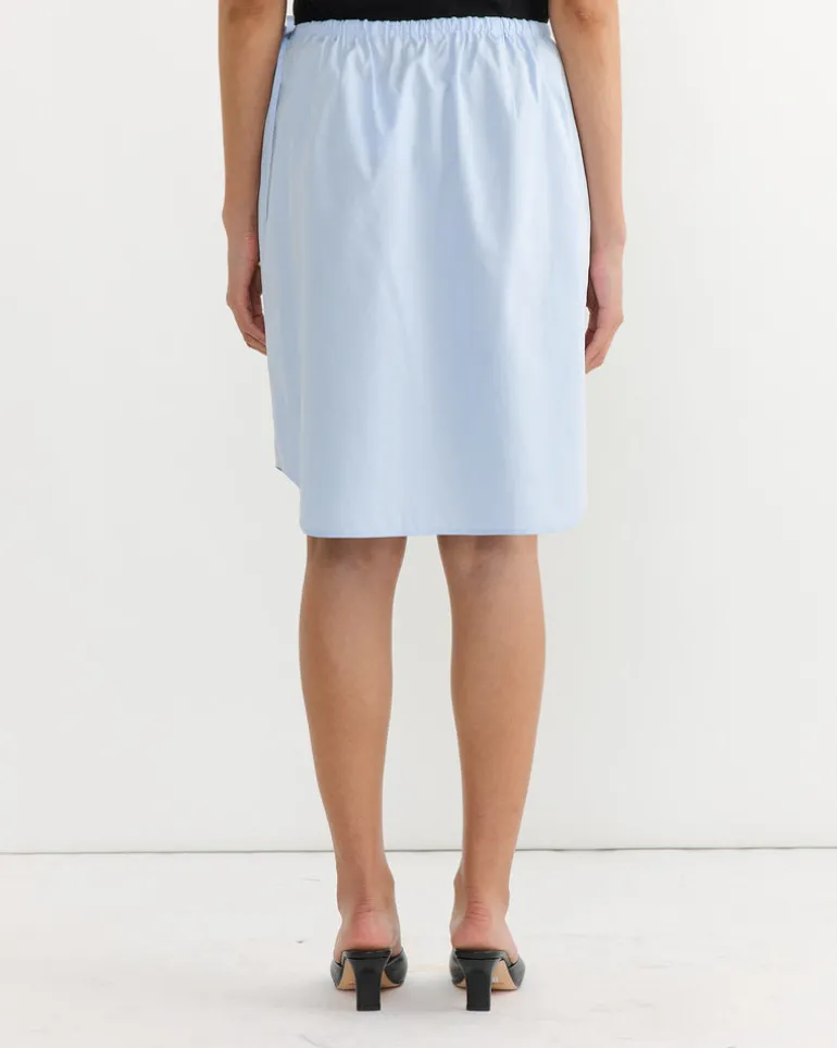 Embelished Poplin Skirt in Light Blue