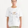 Embroidery Scheme Petal T-Shirt in Black/White