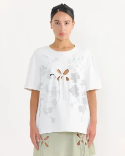 Embroidery Scheme Petal T-Shirt in Black/White