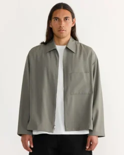 Enzo Shirt in Tropical Wool Olive