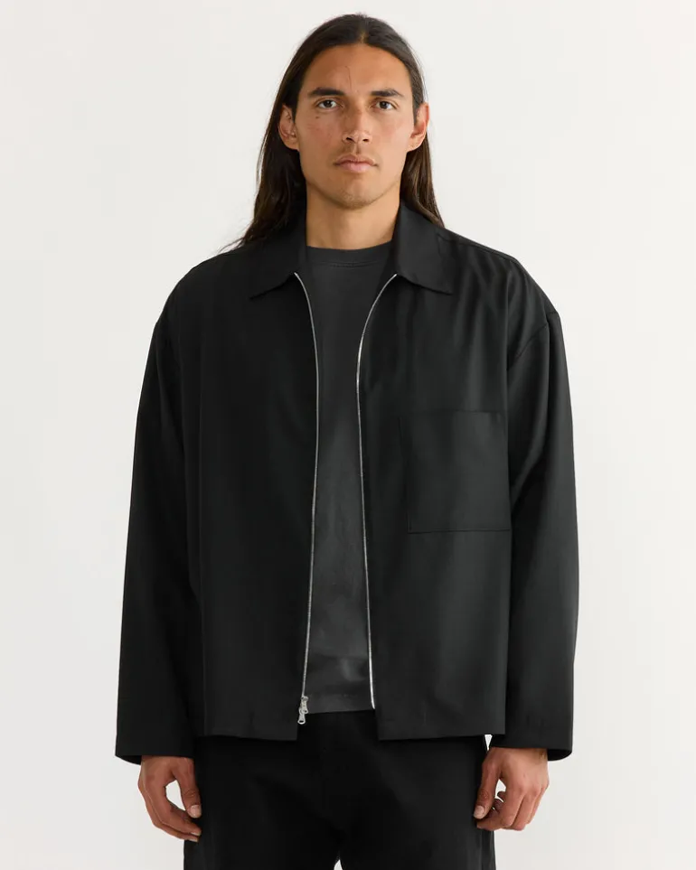 Enzo Shirt in Tropical Wool Black