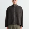 Enzo Shirt in Wool Double Knit Brown Mélange