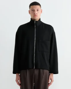 Enzo Shirt in Wool Double Knit Black