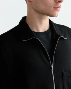 Enzo Shirt in Wool Double Knit Black