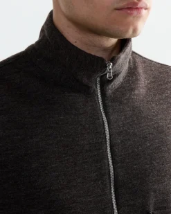 Enzo Shirt in Wool Double Knit Brown Mélange