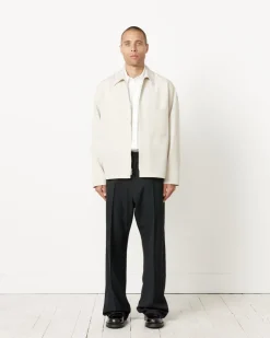 Enzo Shirt Long Sleeve in Tropical Wool Crema