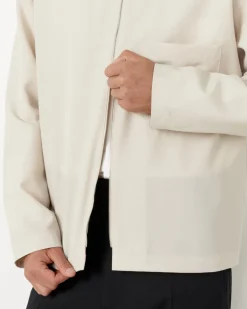 Enzo Shirt Long Sleeve in Tropical Wool Crema